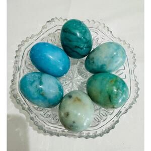 Amazonite Polished Tumbled Gemstone Eggs Decorative Blue and Green Hues Set 6
